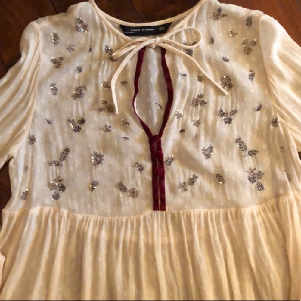 Zara cream sheer blouse